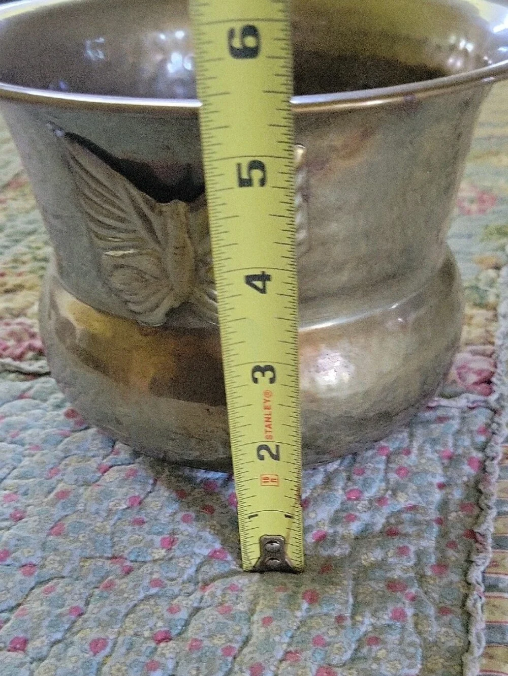 Vintage 1970s Brass Butterfly Squat Pot Planter Made in India Planter